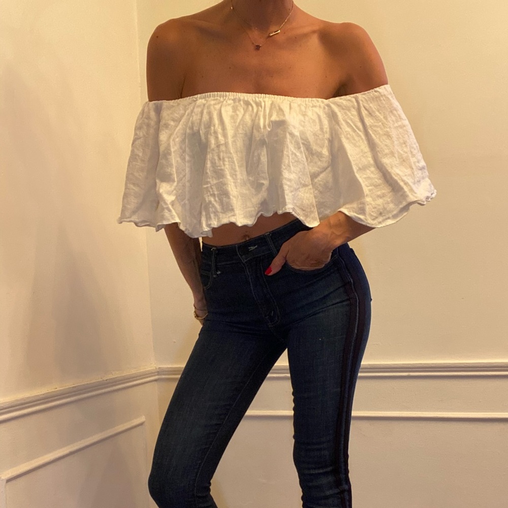 Zara white linen top